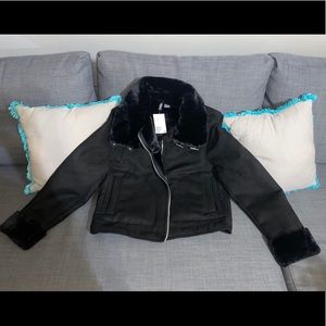 Faux Suede Fully Lined Moto Jacket: H&M Size 12